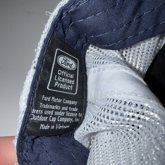 Ford Logo Blue Brown White Mesh Trucker Adjustable Snapback Hat Cap OSFM - Picture 7 of 8